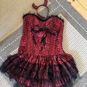 Women's Halloween Corset and Devil Ears Headband